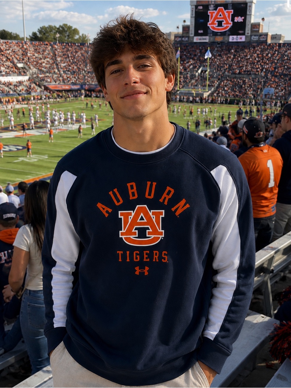 Under Armour Navy and White Auburn Tigers Crewneck Sweatshirt